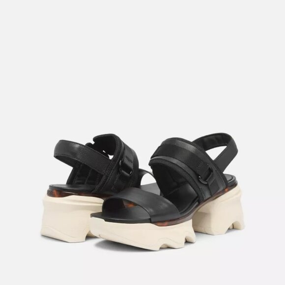 Sorel KINETIC Impact Slingback Heel Women's Sandal in Black/Chalk - Picture 9 of 11